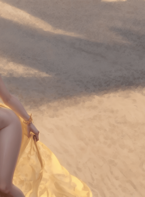 woman, dress, sand