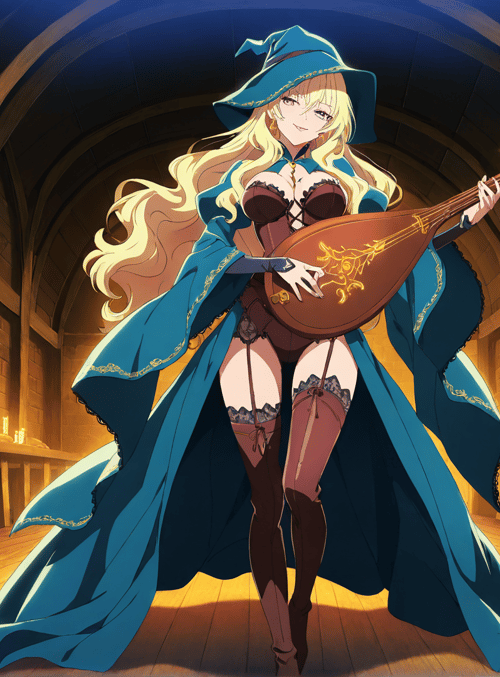 witch, lute, wizard