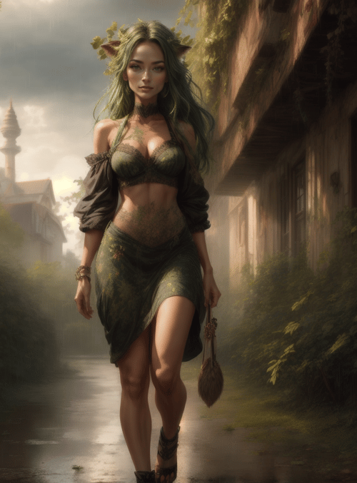 elf, woman, pathway
