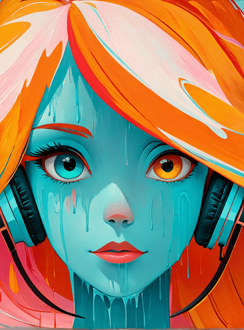 woman, hair, headphones, tears, face
