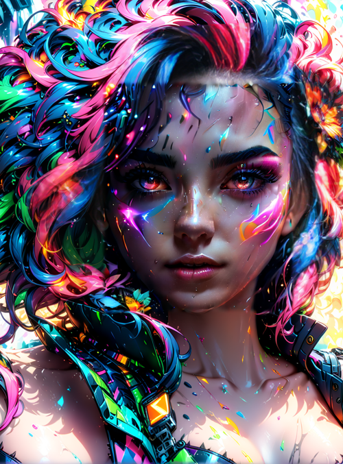 woman, cyberpunk, neon
