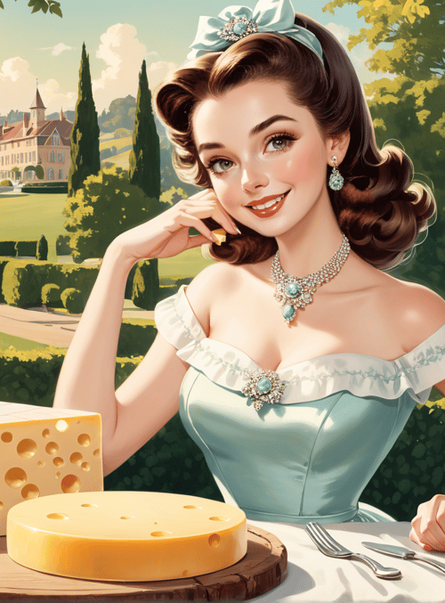 woman, cheese, apples