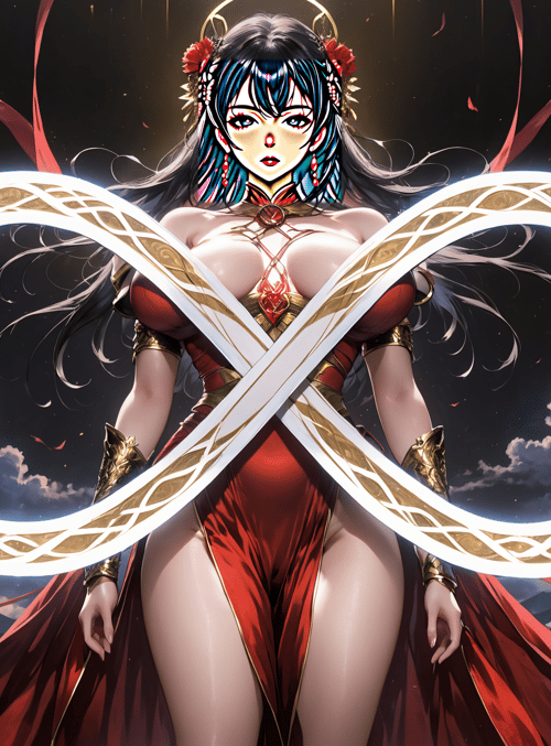 goddess, infinity symbol, traditional attire