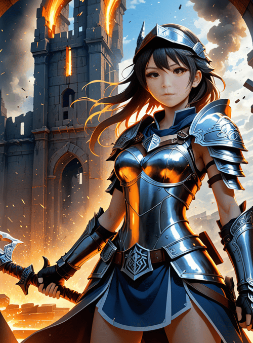 warrior, sword, castle