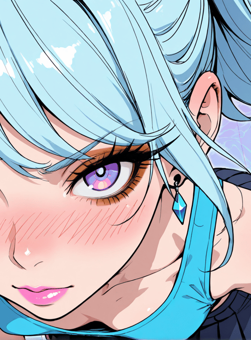 girl, anime character, swimmer, blue hair