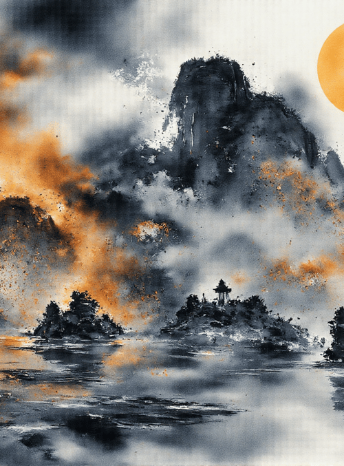 mountains, waterfall, sun