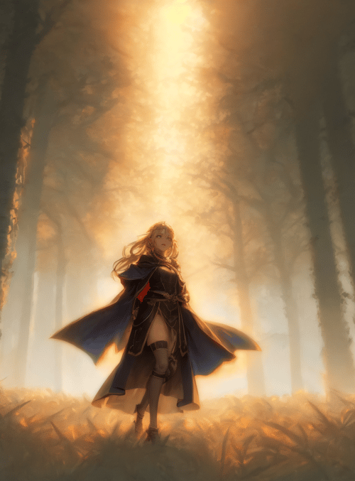 woman, forest, sunlight