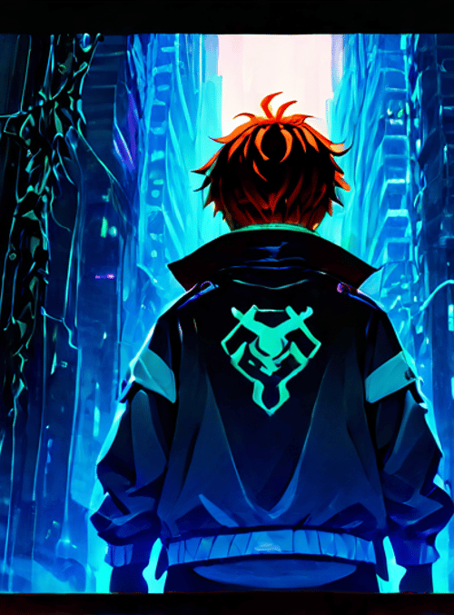 boy, cityscape, neon