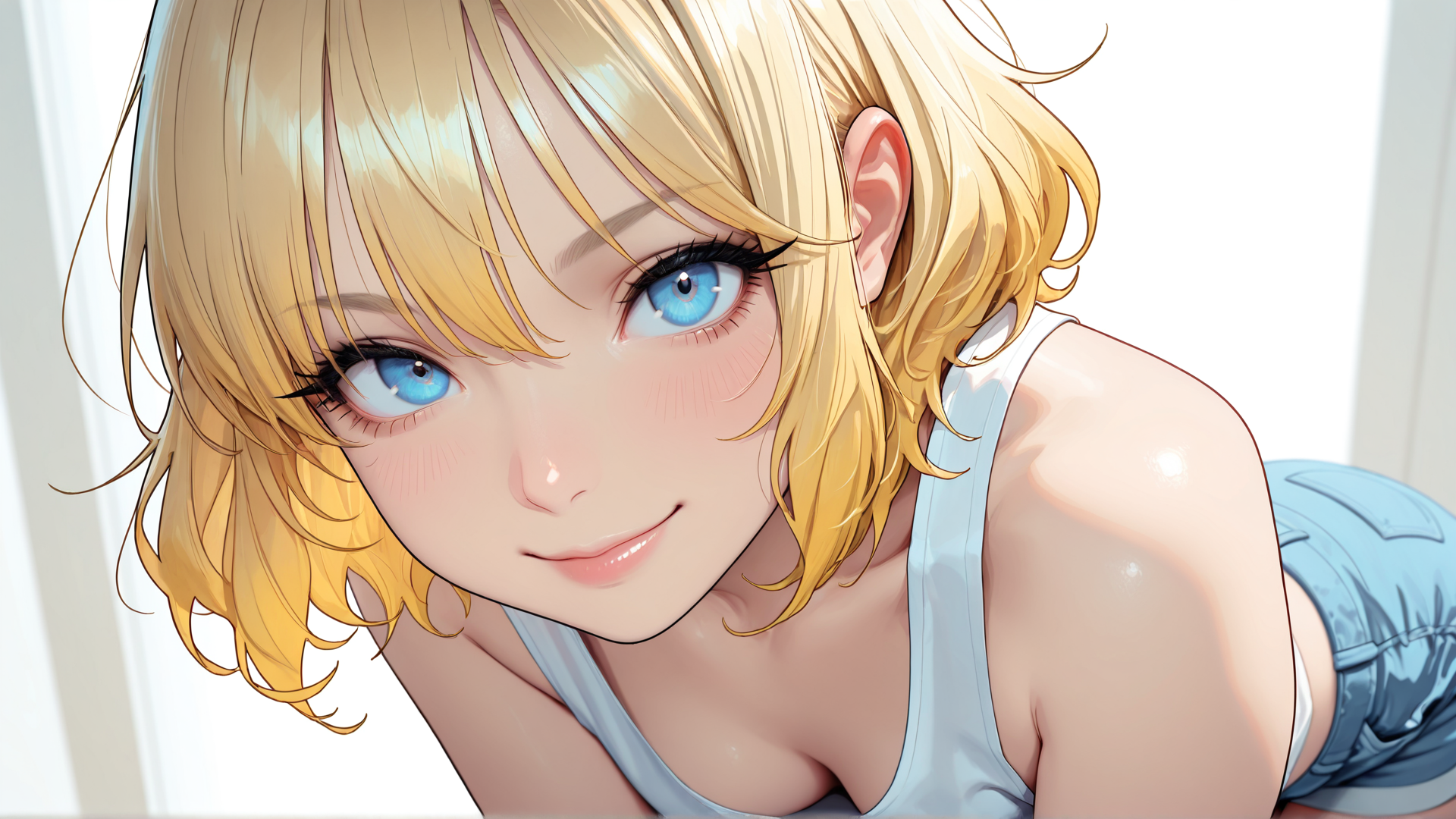 AI generated wallpaper featuring blonde girl, anime character, female