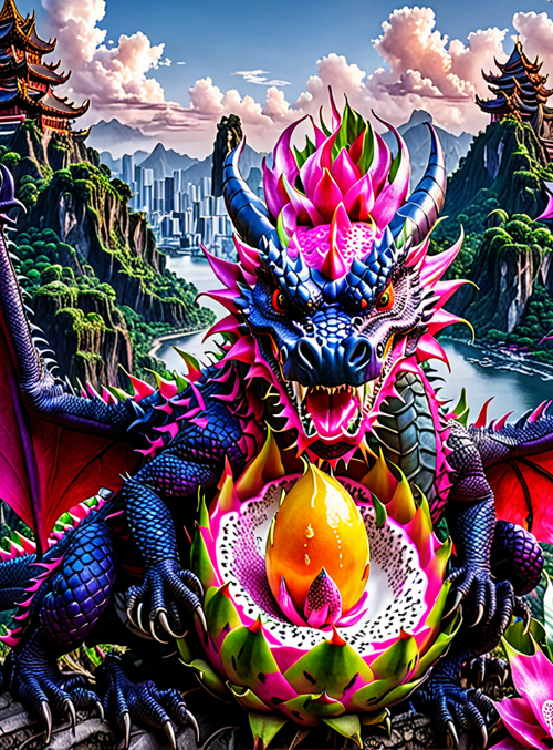 dragon, lotus, dragonfruit