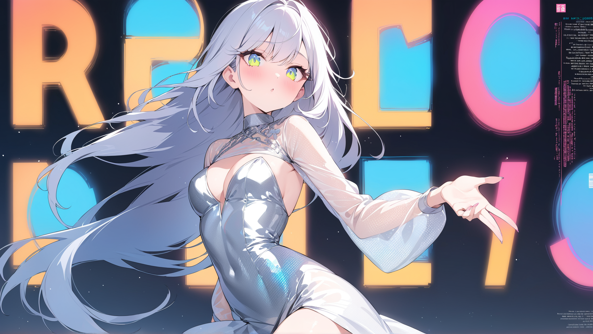 AI generated wallpaper featuring anime girl, cyberpunk, digital