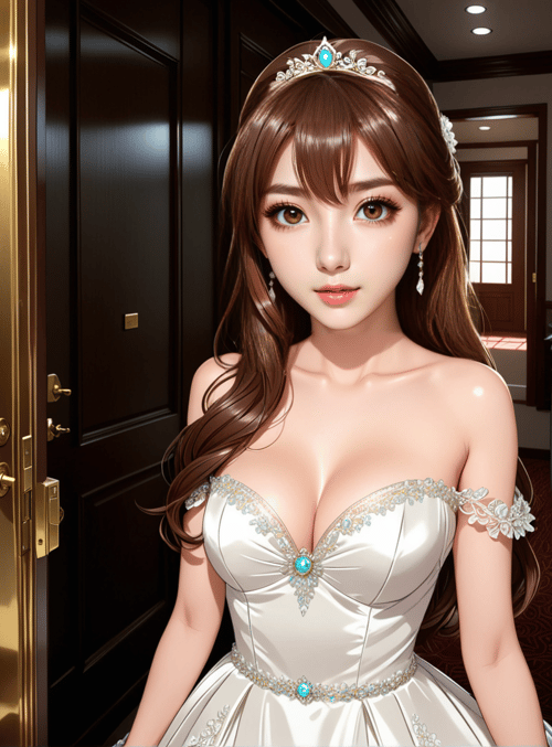 woman, dress, tiara
