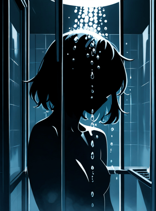 silhouette, girl, bathroom