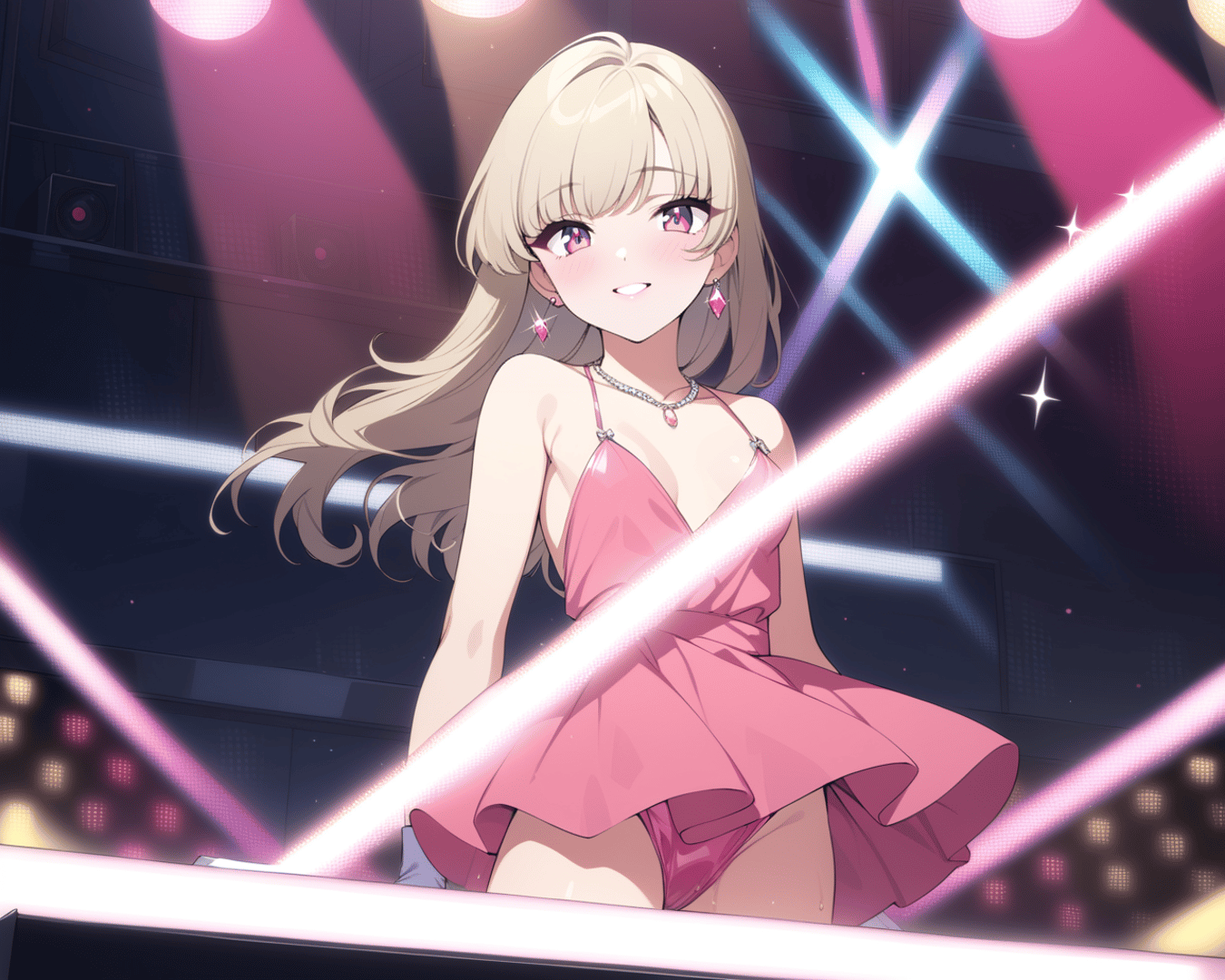AI generated wallpaper featuring anime girl, stage, dress