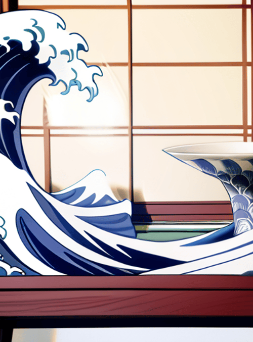 wave, vase, room