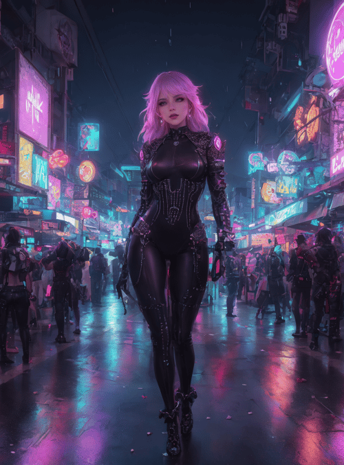 cyborg, woman, street