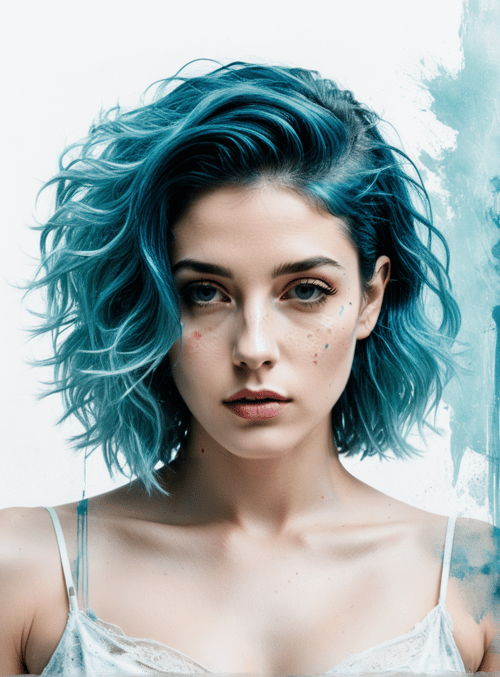 woman, hair, sleeveless, art, portrait