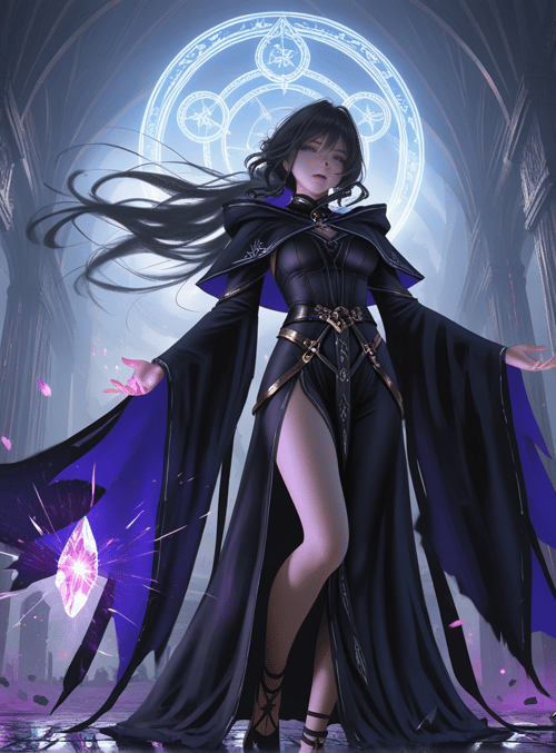 mage, woman, crystal
