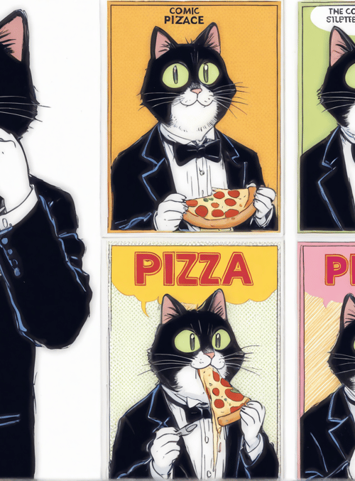 cat, pizza, tuxedo