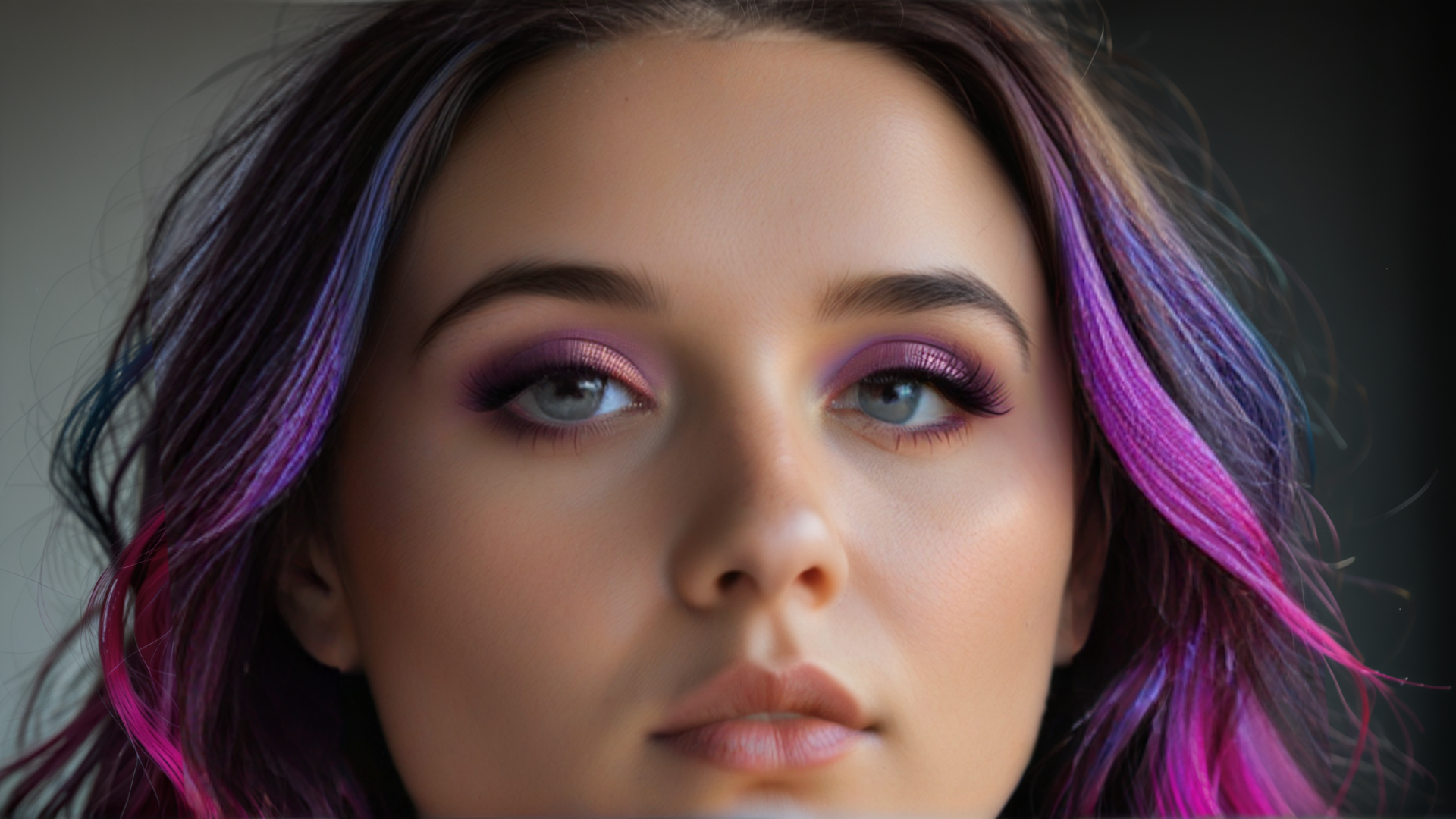 AI generated wallpaper featuring woman, hair, face