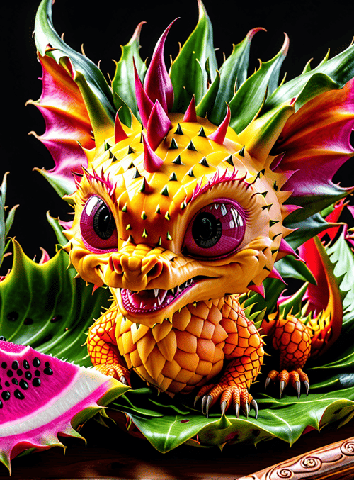 dragon, dragonfruit, pineapple
