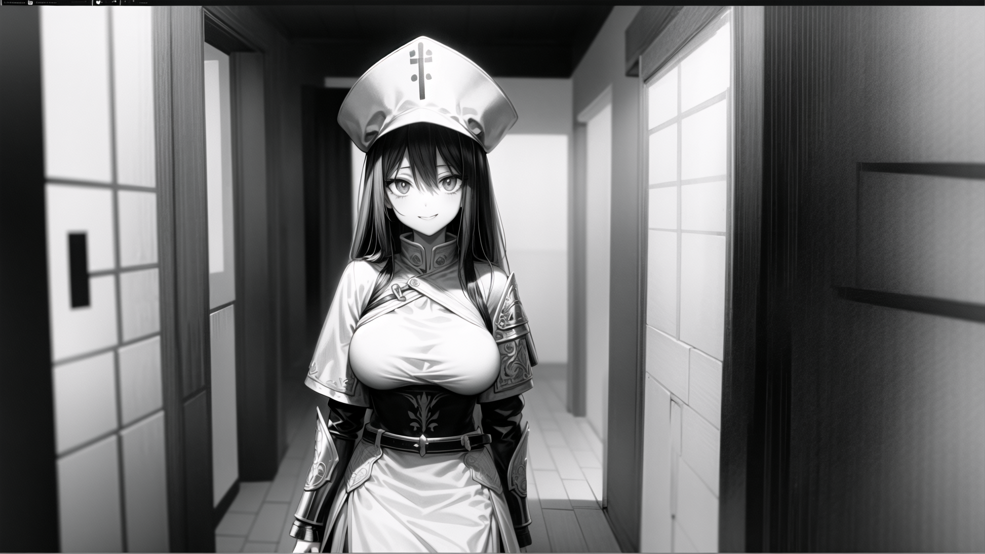 AI generated wallpaper featuring nurse, anime, character