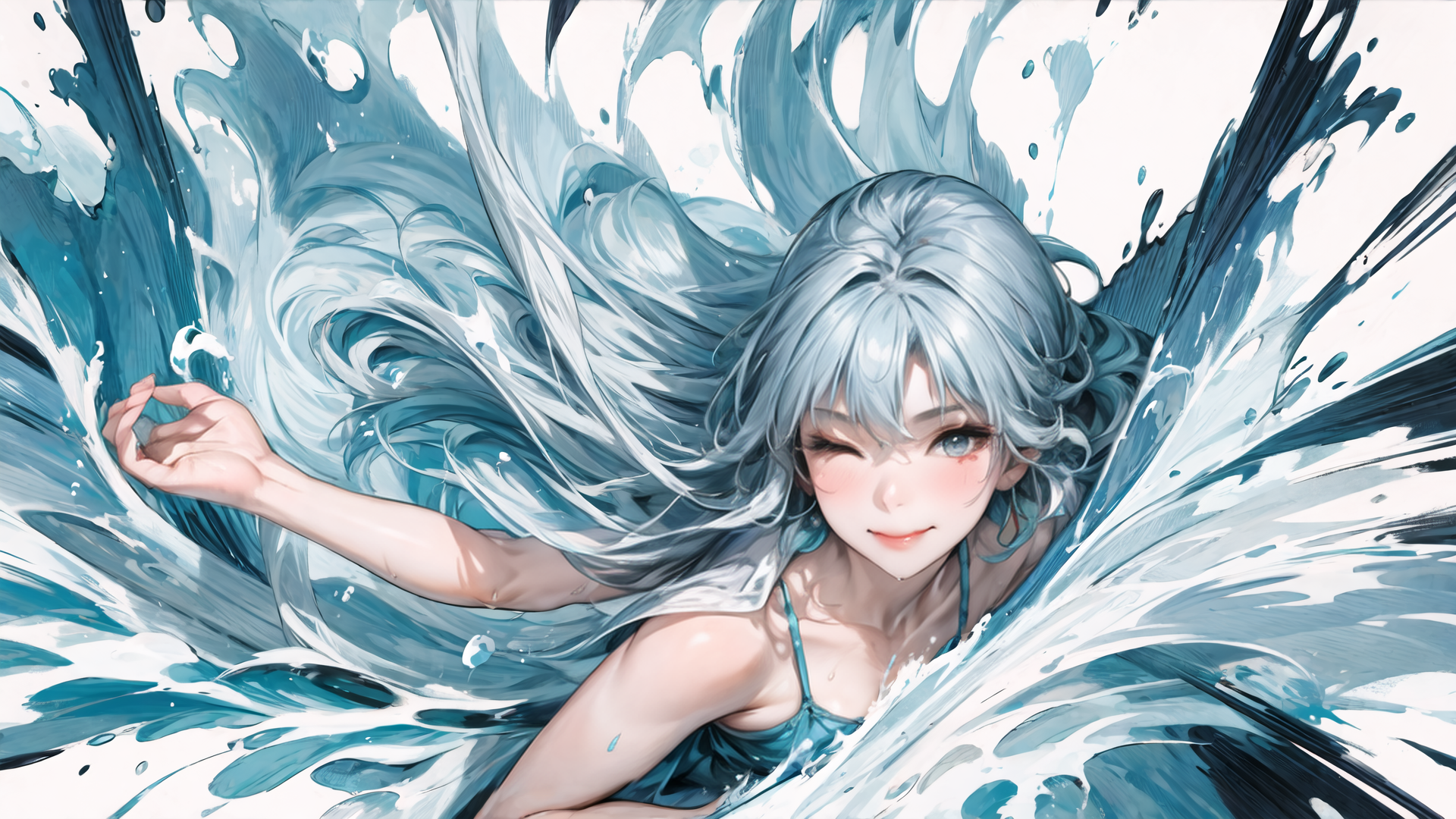 AI generated wallpaper featuring girl, water, sweater