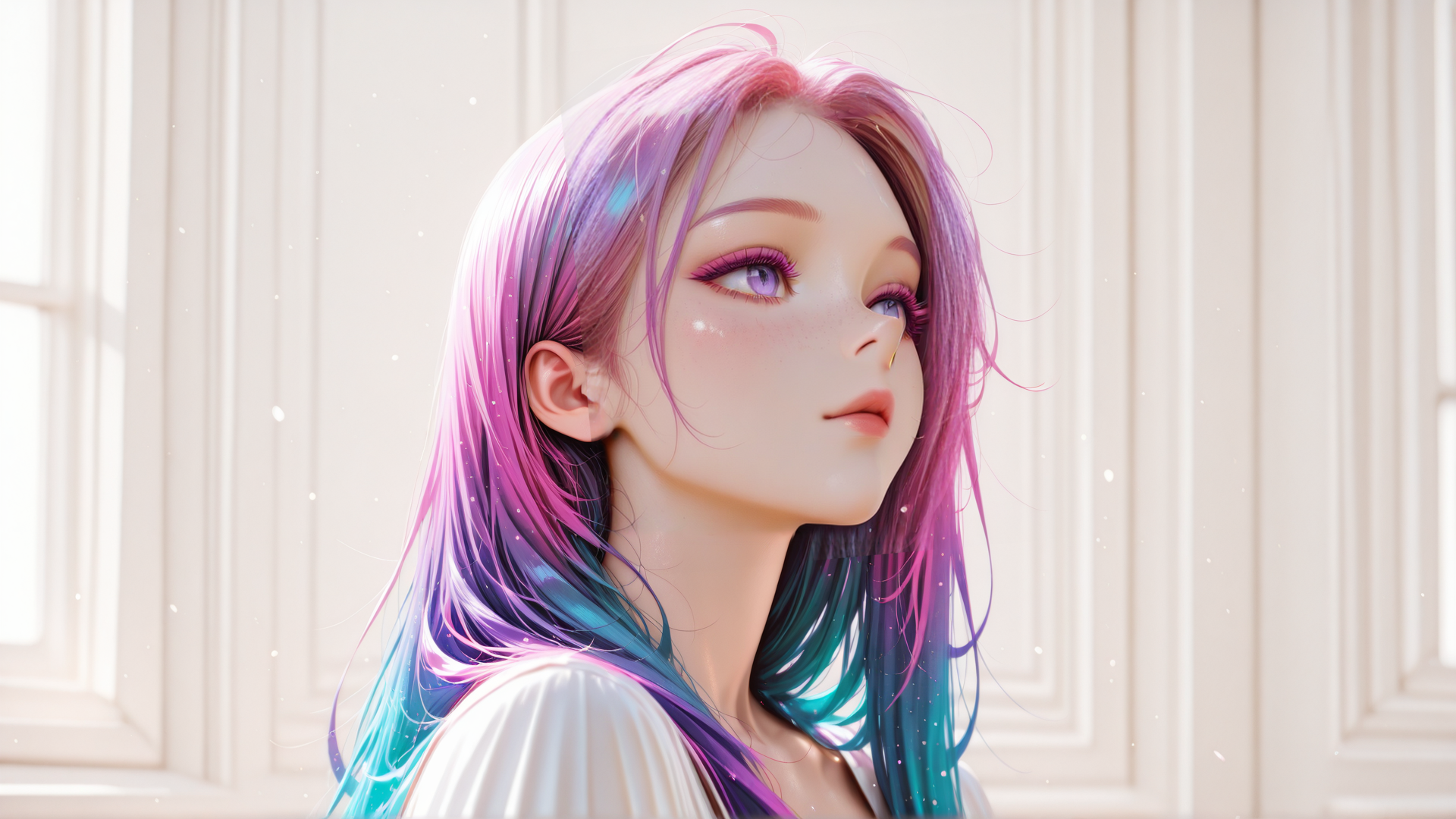 AI generated wallpaper featuring woman, hair