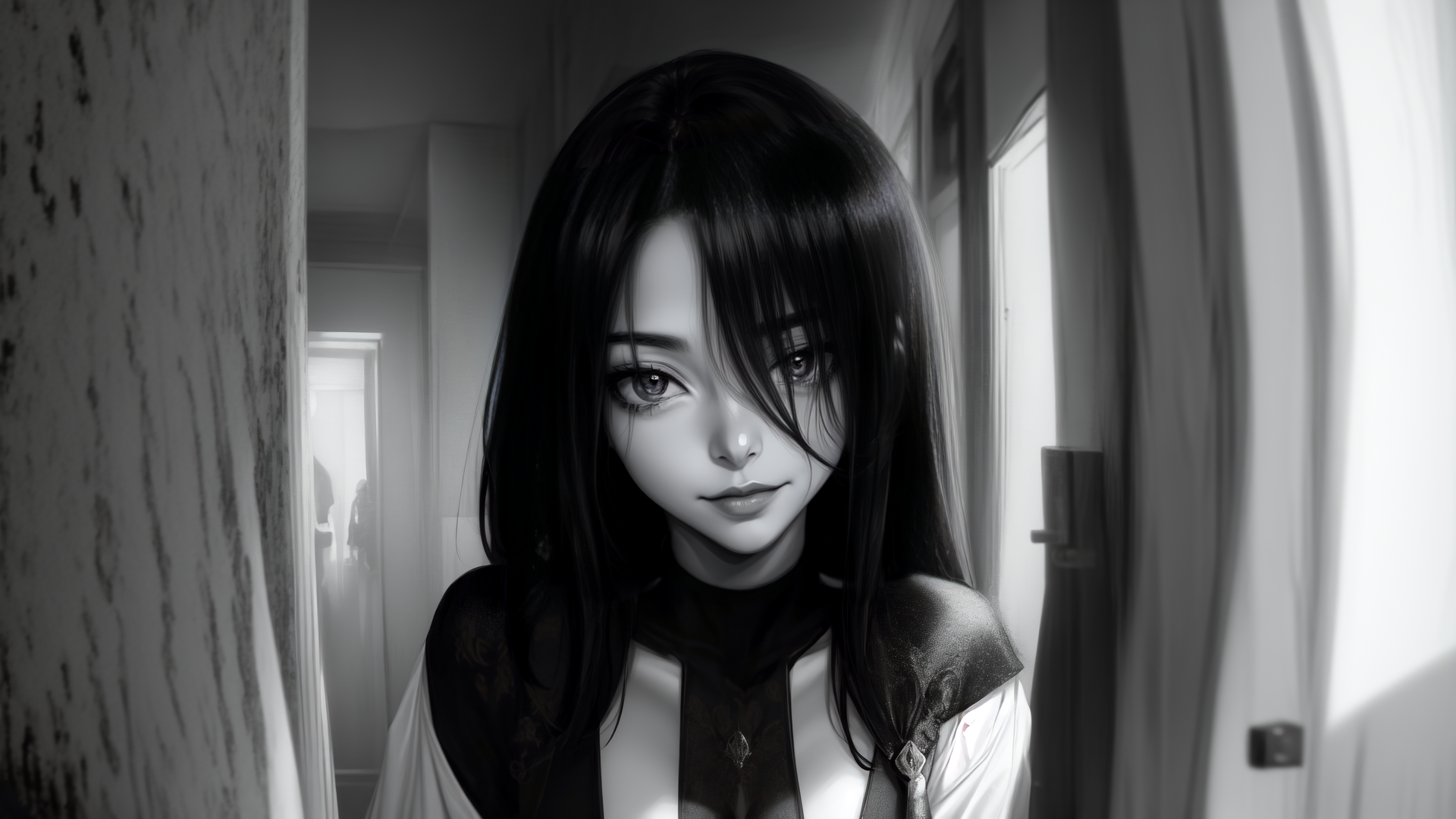 AI generated wallpaper featuring girl, woman, anime