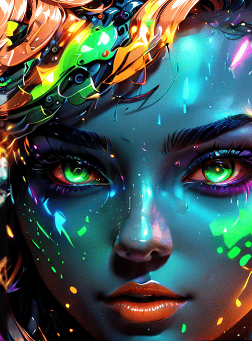 cyborg, woman, face