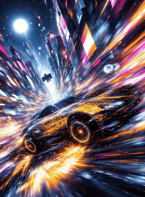 car, city, spaceship