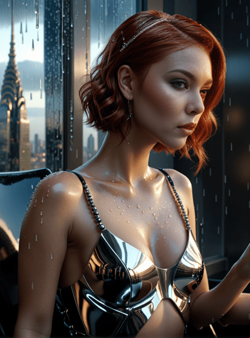woman, cityscape, wine