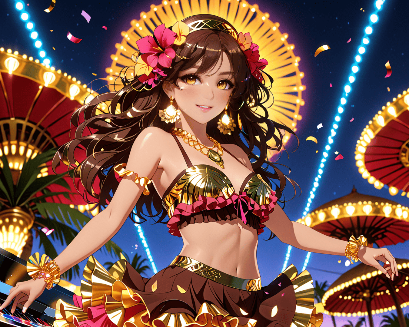 AI generated wallpaper featuring woman, dance, costume