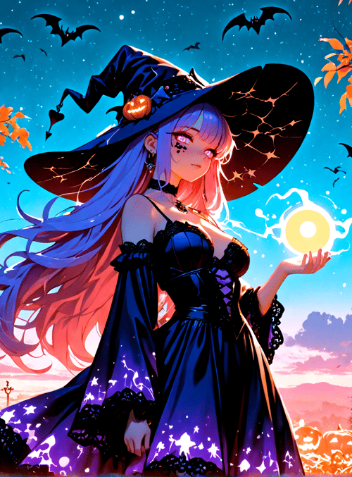witch, pumpkin, tree, castle, bat, moon, star, leaf, candle, haunted house