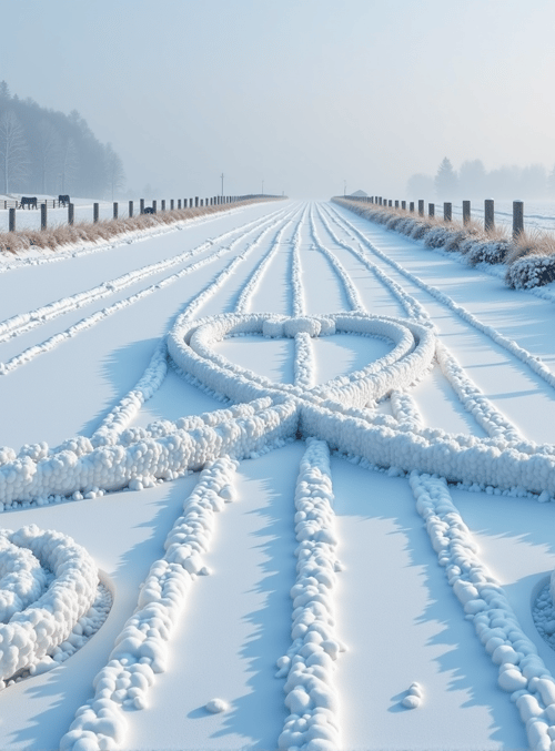 snow, road, house