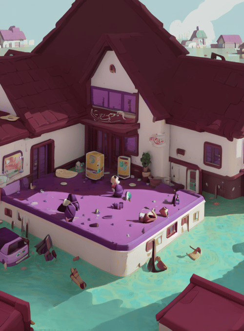 house, flood, car