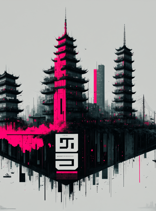 pagoda, cityscape, floating island, skyscraper, bird
