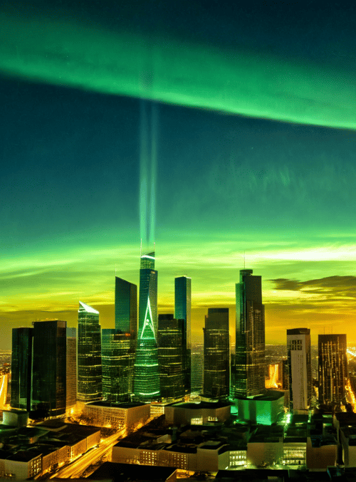 city, aurora, buildings
