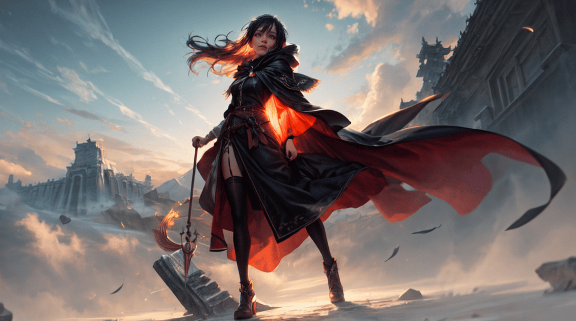AI generated wallpaper featuring warrior, woman, mage