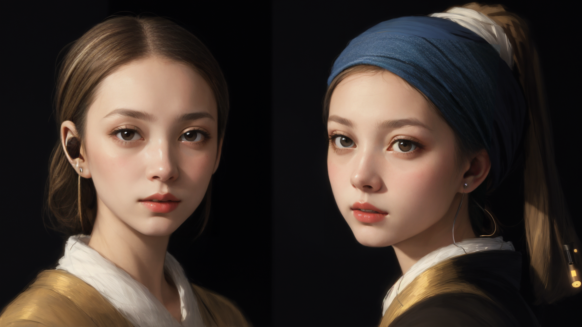 AI generated wallpaper featuring woman, portrait, traditional