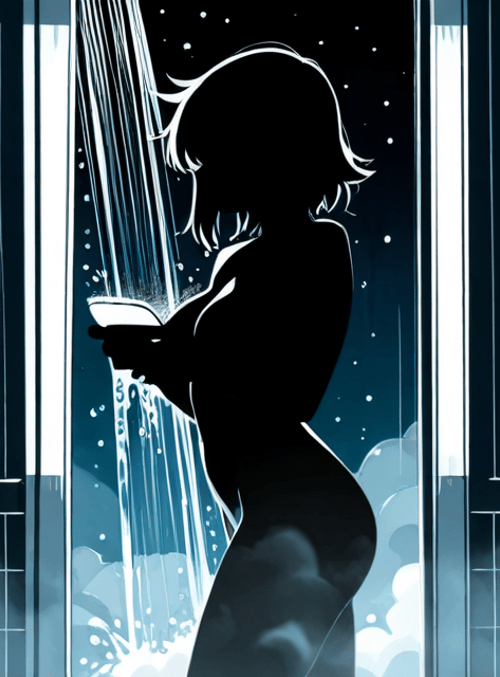 silhouette, woman, book