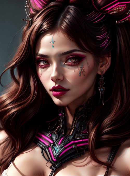 woman, cyberpunk, cat ears, neon, goggles