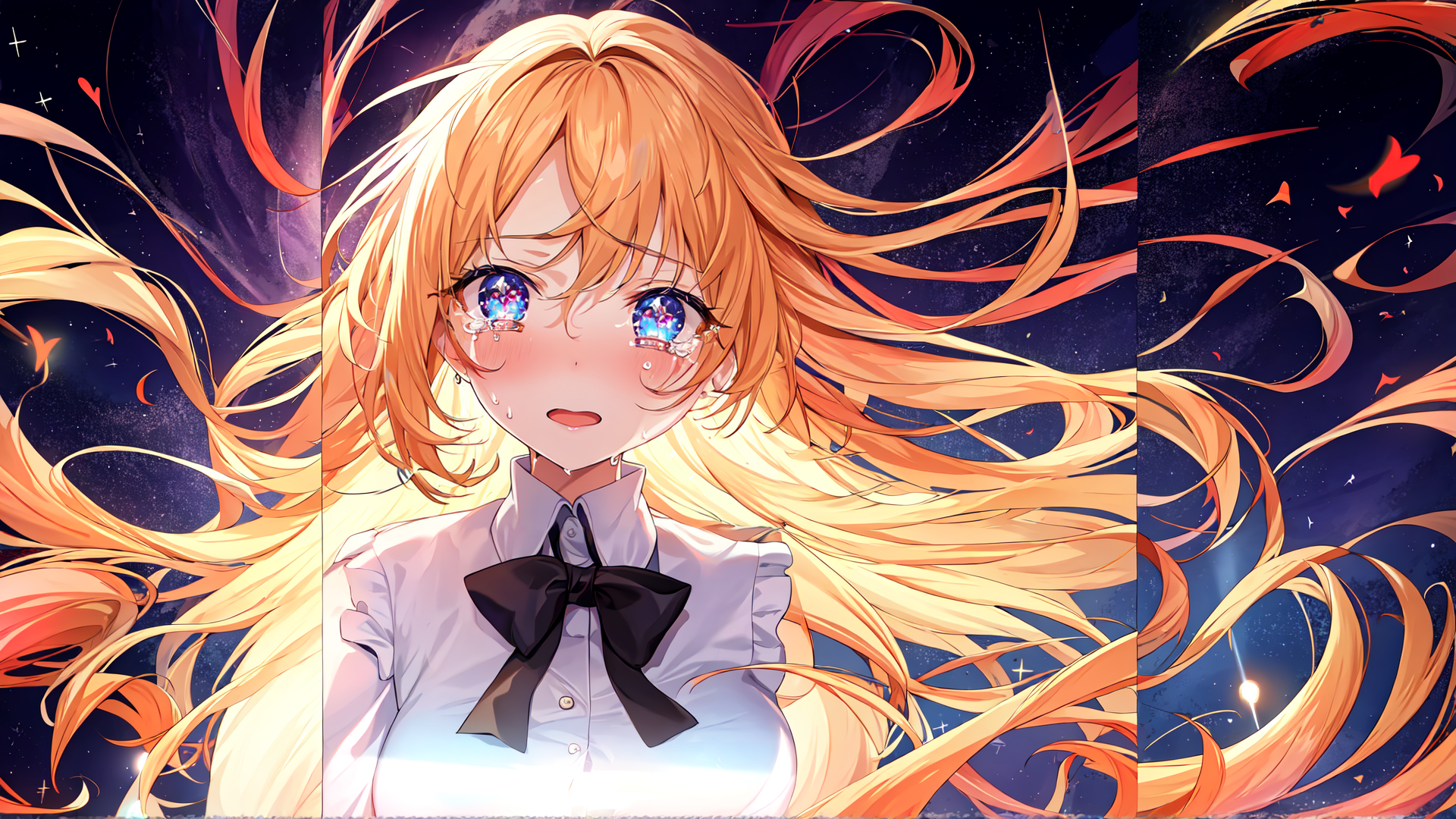 AI generated wallpaper featuring girl, anime, hair