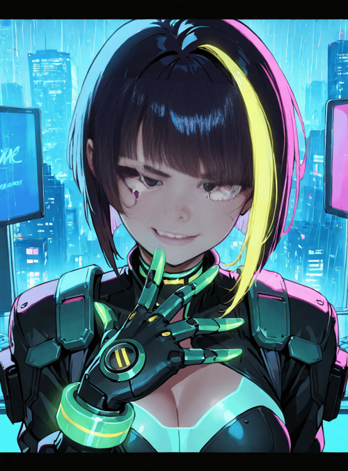 cyborg, girl, gamer