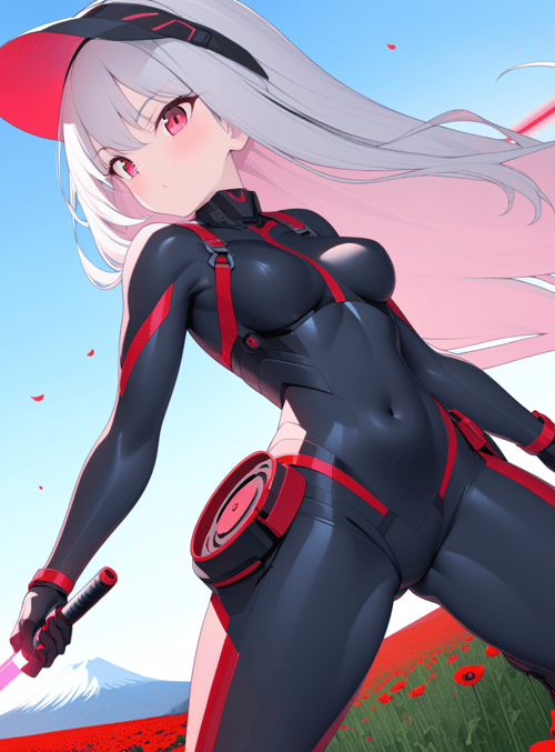anime character, sword, poppy field