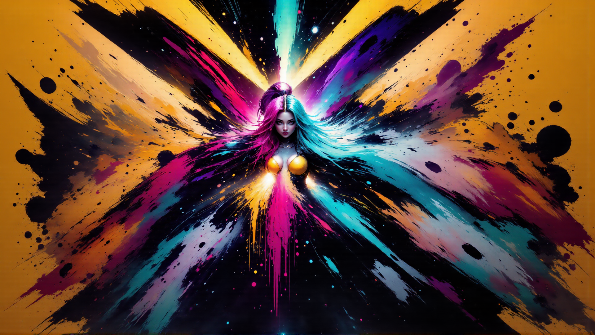 AI generated wallpaper featuring woman, butterfly, painting