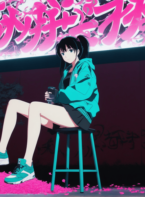 anime girl, stool, mochi