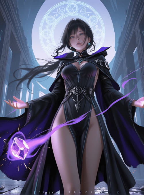 witch, crystal, ancient ruins
