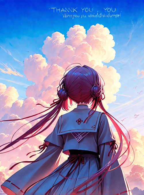 girl, clouds, sky