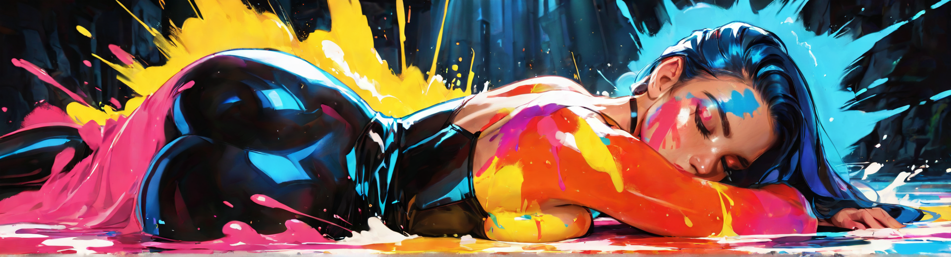 AI generated wallpaper featuring woman, paint, splash, body, art